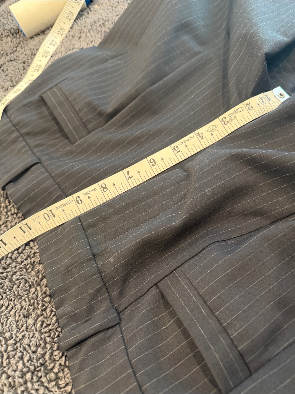 Ba&sh Navy Blue Pinstipe Trousers EUC size 4 - Picture 9 of 11